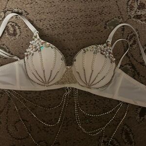 Windsor White Bra with Crystal Embellishments